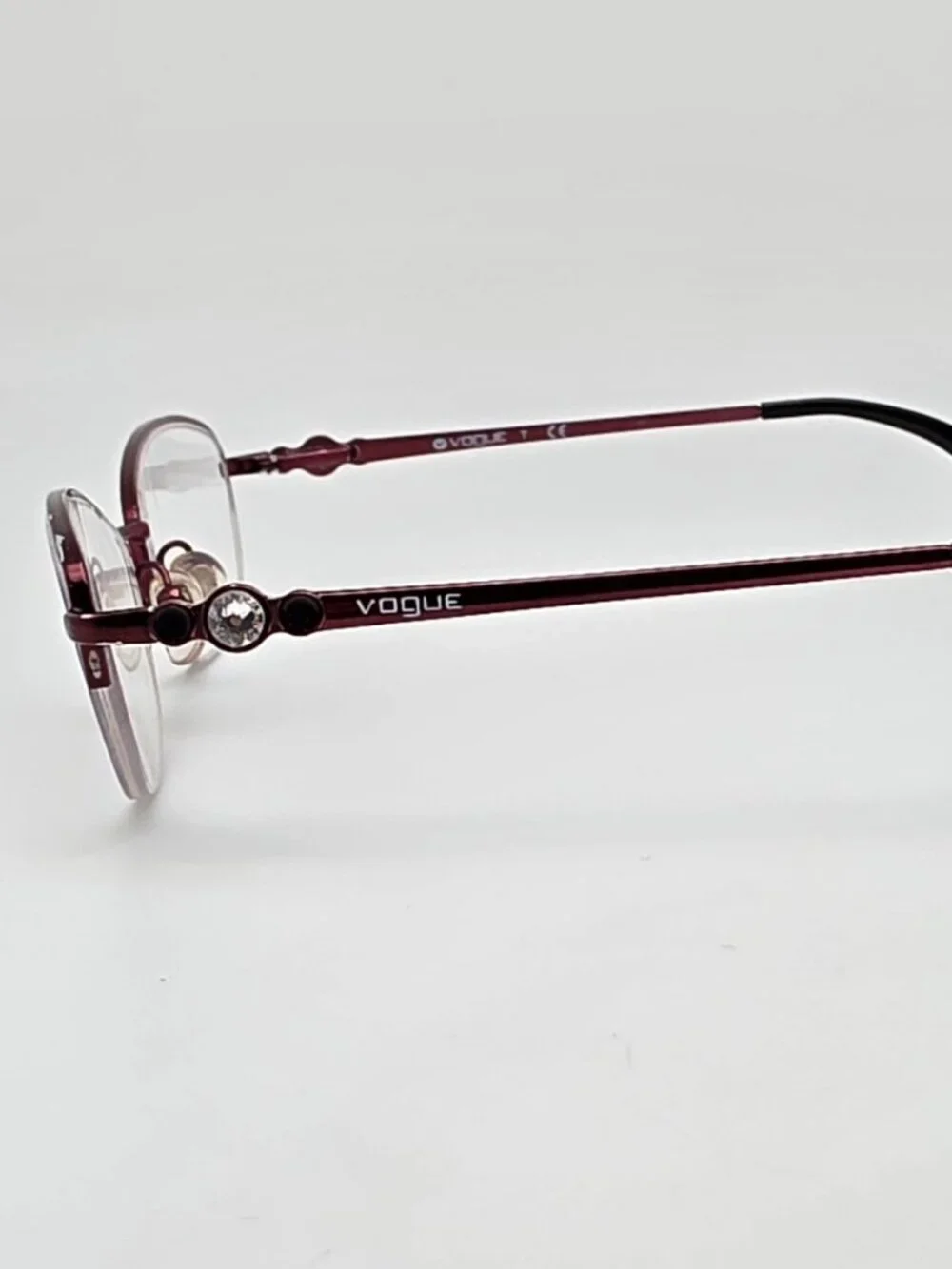 Vogue VO3955-BI Plum Purple Rhinestone Semi Rimless Cat Eye Eyeglasses Frame